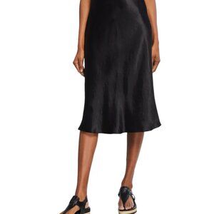 Vince Midi Black Satin Skirt